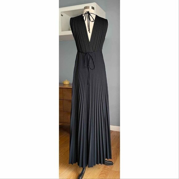 Vtg 70s Jody T Of California Grecian Disco Maxi Dress Size S/M Accordion Pleat - Picture 3 of 8